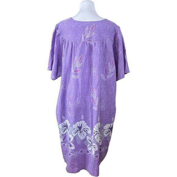 Anthony Richards Size 2X House Dress Purple Floral Muumu Pockets Garden Party - Picture 4 of 7